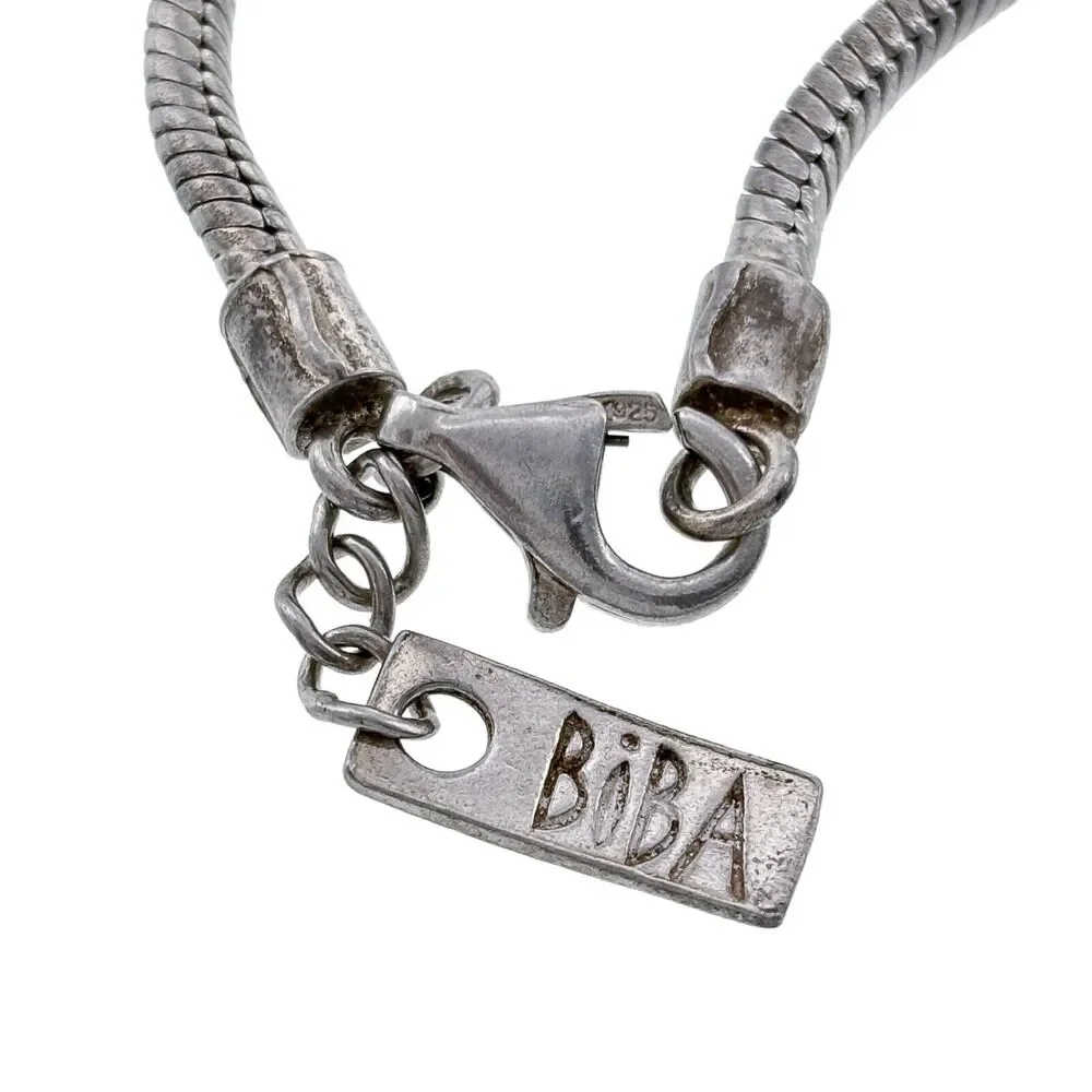 Vintage Sterling Silver 925 Snake Chain Charm Bracelet | 8